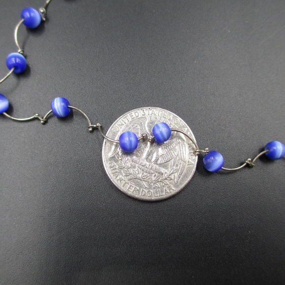 Vintage 16 Inch Blue Beaded Necklace - Picture 4 of 5